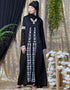 Dubai Front Embroidered Zip At Neck Nida Abaya White
